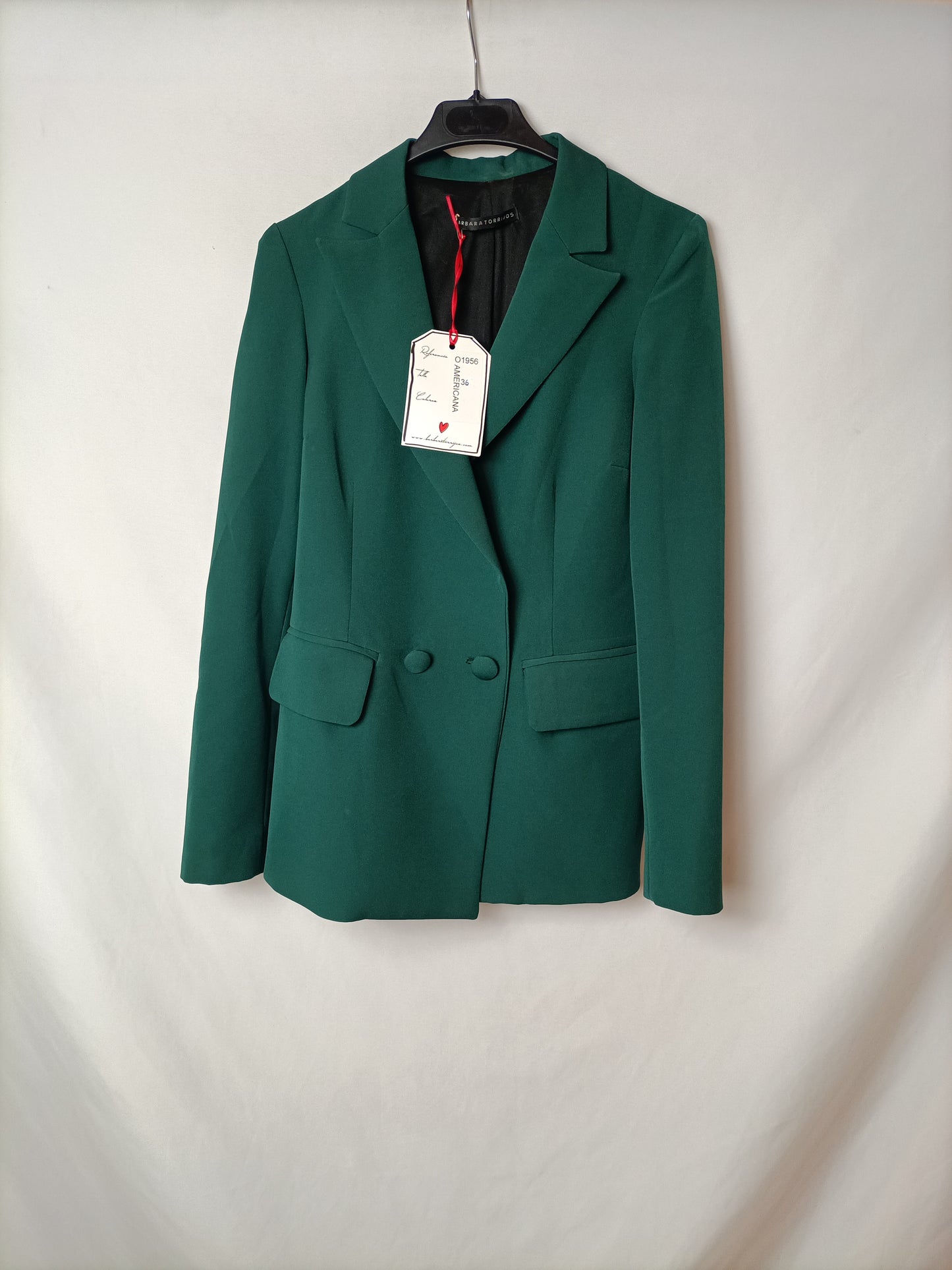 BARBARA TORRIJOS. Green double-breasted blazer, size 36