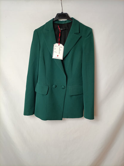 BARBARA TORRIJOS. Green double-breasted blazer, size 36