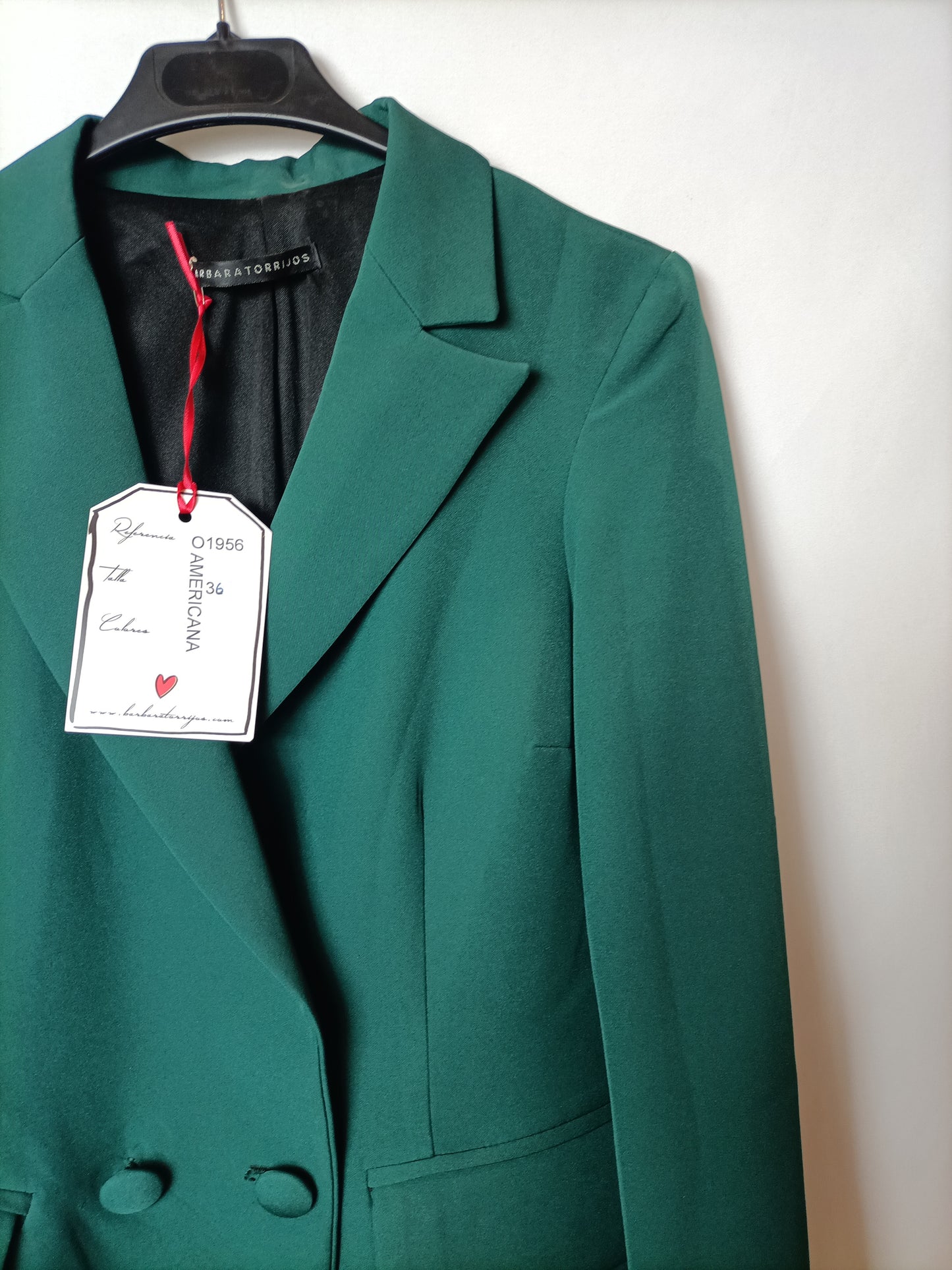 BARBARA TORRIJOS. Green double-breasted blazer, size 36