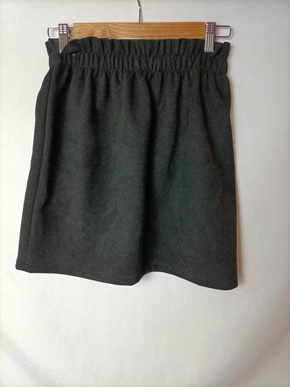 BERSHKA. Falda antelina negra T.m