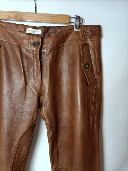 MASSIMO DUTTI. Pantalón camel piel T.42