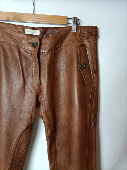 MASSIMO DUTTI. Pantalón camel piel T.42