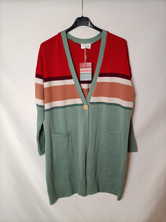 CHRYSALIS. Blue striped cardigan (s/m)