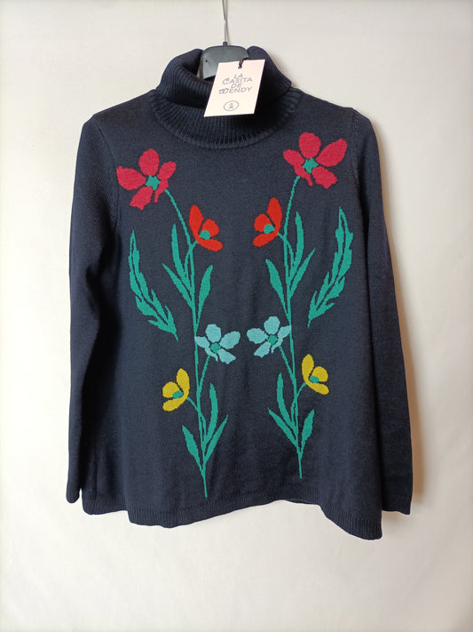 WENDY'S LITTLE HOUSE. Floral turtleneck sweater, size 38