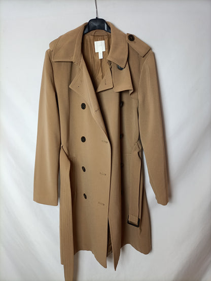 H&M. Gabardina cruzada beige T.38