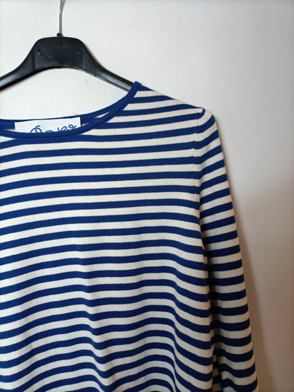 LA CASITA DE WENDY. Top beige rayas azul T.L