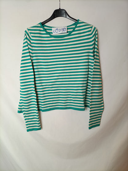 LA CASITA DE WENDY. Top beige rayas verde T.L
