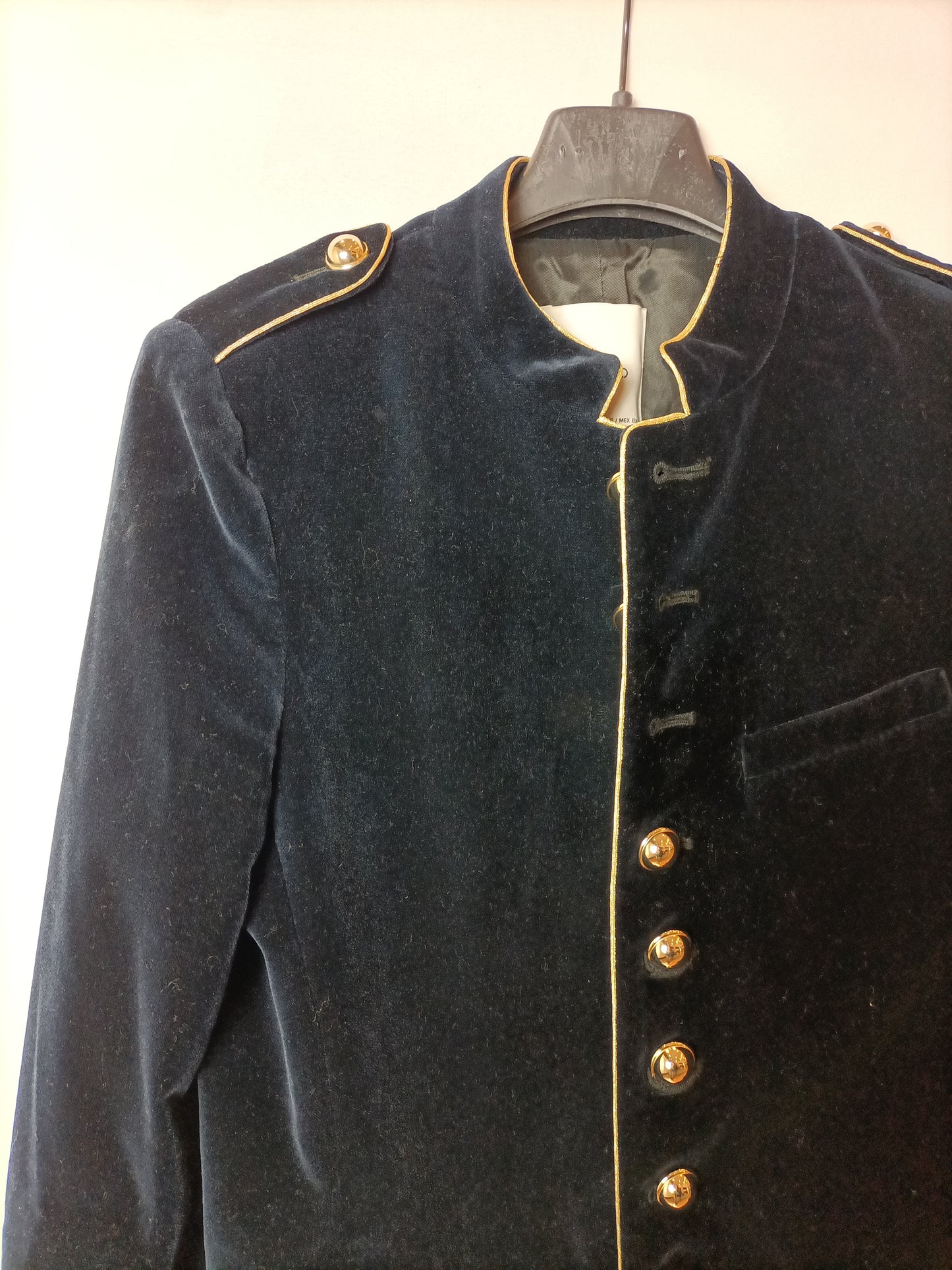 MANGO. Abrigo de terciopelo azul T.xs