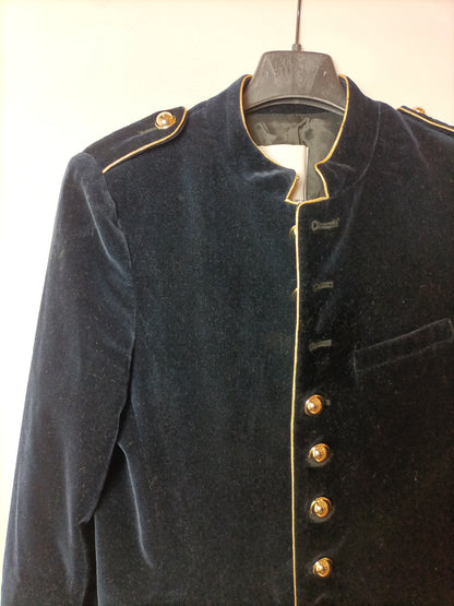 MANGO. Abrigo de terciopelo azul T.xs