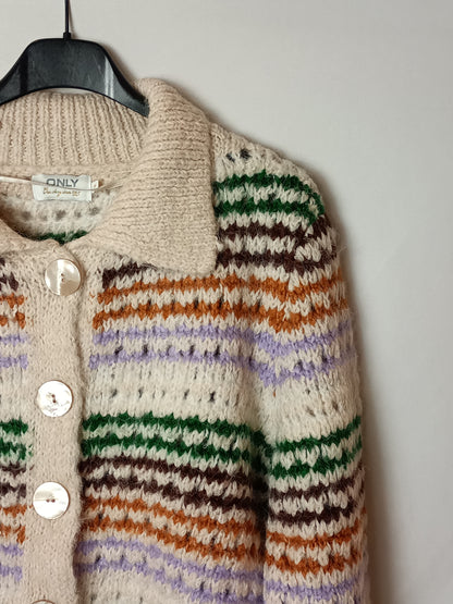 ONLY. Cárdigan beiges dibujos T.xs