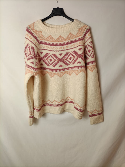 ALLO ALLO. Beige sweater with pattern Tu(s/m)