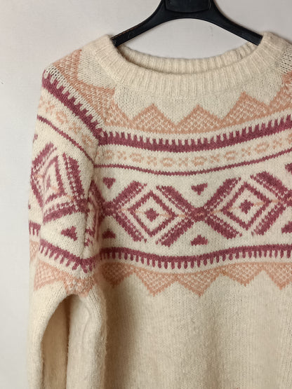 ALLO ALLO. Jersey beige dibujo T.u(s/m)