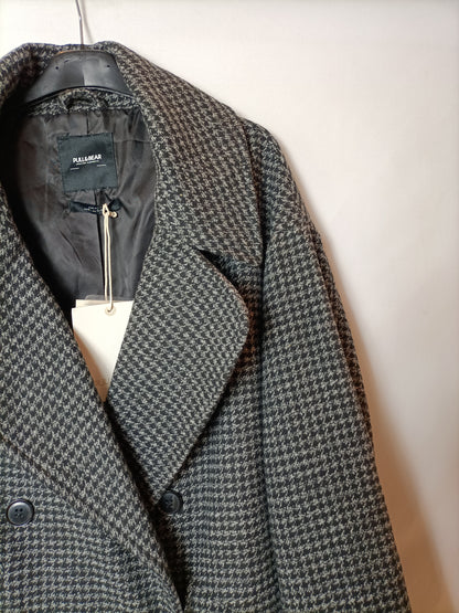 PULL&BEAR. Abrigo paño pata de gallo T.s