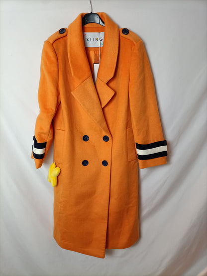 KLIN. Abrigo paño naranja T.m