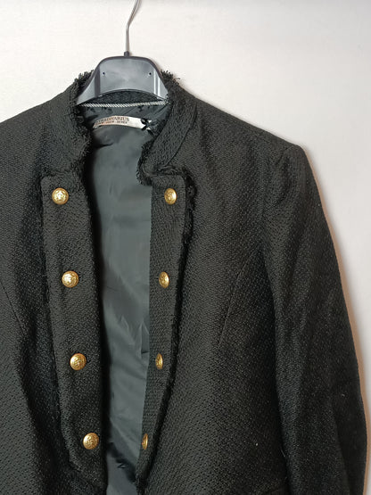 STRADIVARIUS. Chaqueta negra tweed T.m