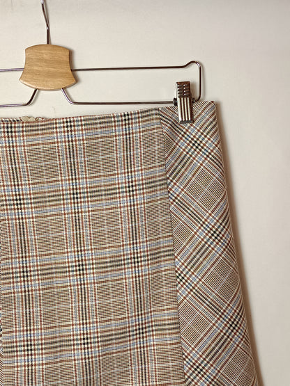 ZARA. Falda beige cuadros T.m