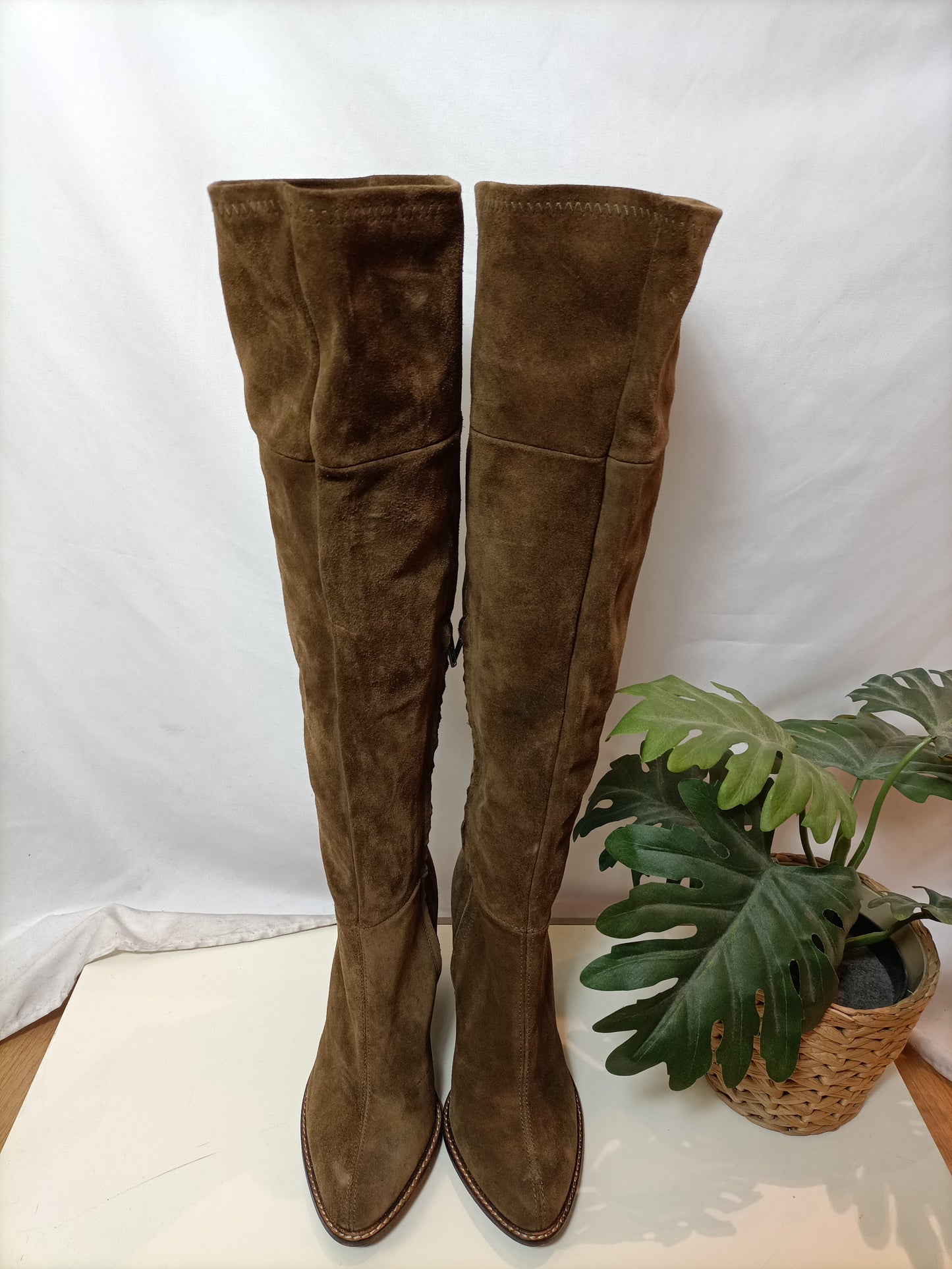 ZARA. Botas  piel camel T.38