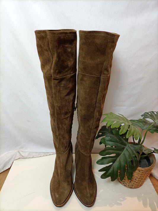 ZARA. Botas  piel camel T.38