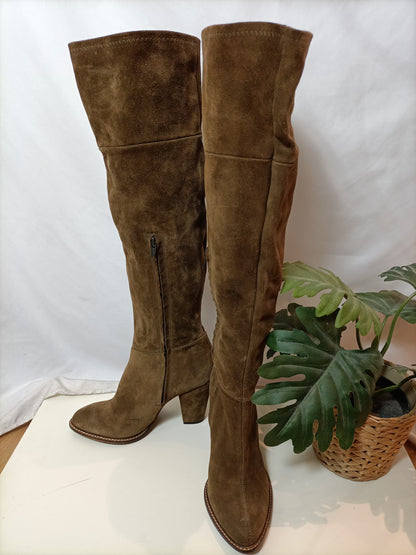 ZARA. Botas  piel camel T.38