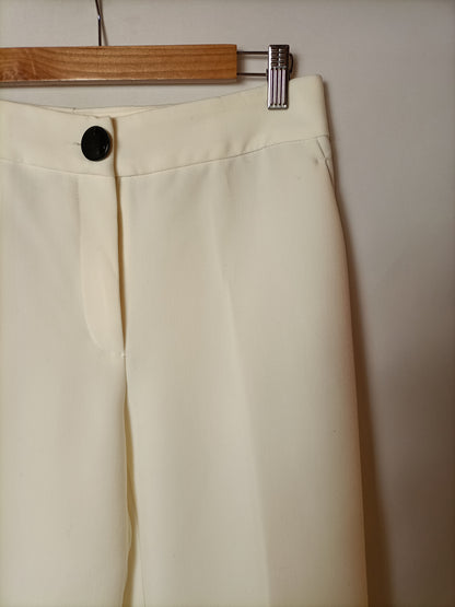 MANGO. Pantalón ancho blanco T.38
