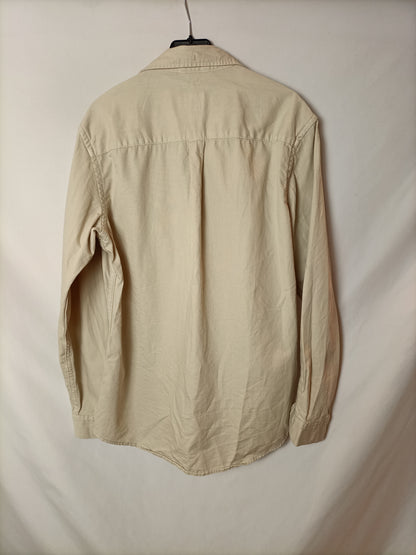 ZARA. Sobrecamisa oversized beige T.m