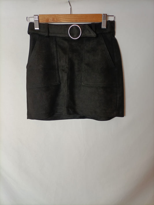 BERSHKA. Black suede skirt T.xs