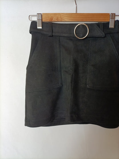 BERSHKA. Black suede skirt T.xs