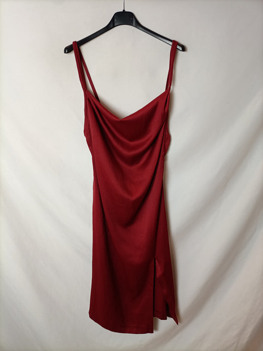 TULLE ROUGE. Vestido midi burdeos T.m (tara)