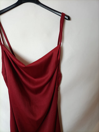 TULLE ROUGE. Vestido midi burdeos T.m (tara)