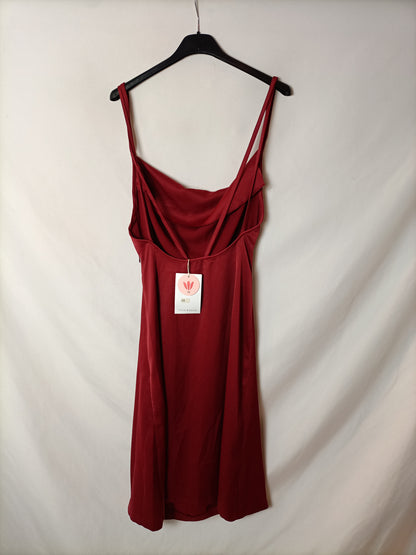 TULLE ROUGE. Vestido midi burdeos T.m (tara)