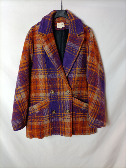 SEZANE. Checked coat size 42