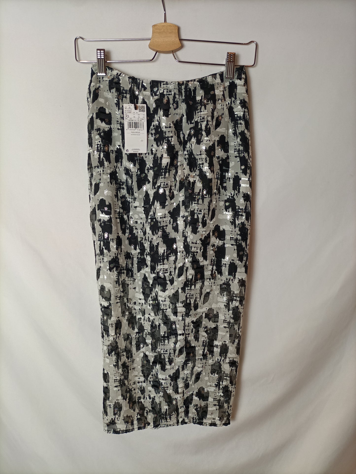 MANGO. Falda midi estampada T.xs