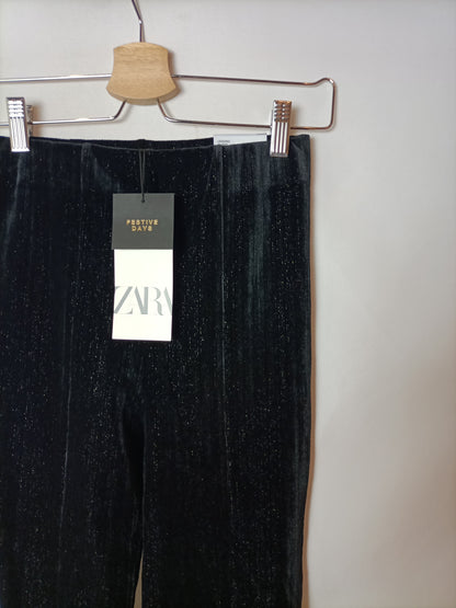 ZARA. Leggins negros terciopelo T.xs