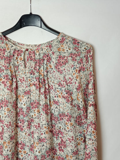 ZARA. blusa beige rayas T13/14(xxs)