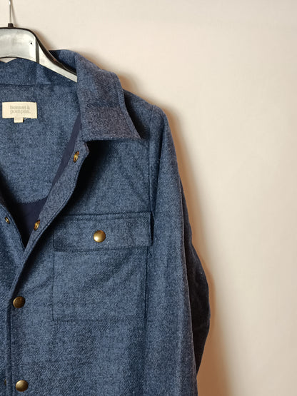 BONNET A POMPON. Cazadora azul jaspeada T.12A