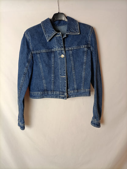 ZARA. Cazadora vaquera hombreras T.xs