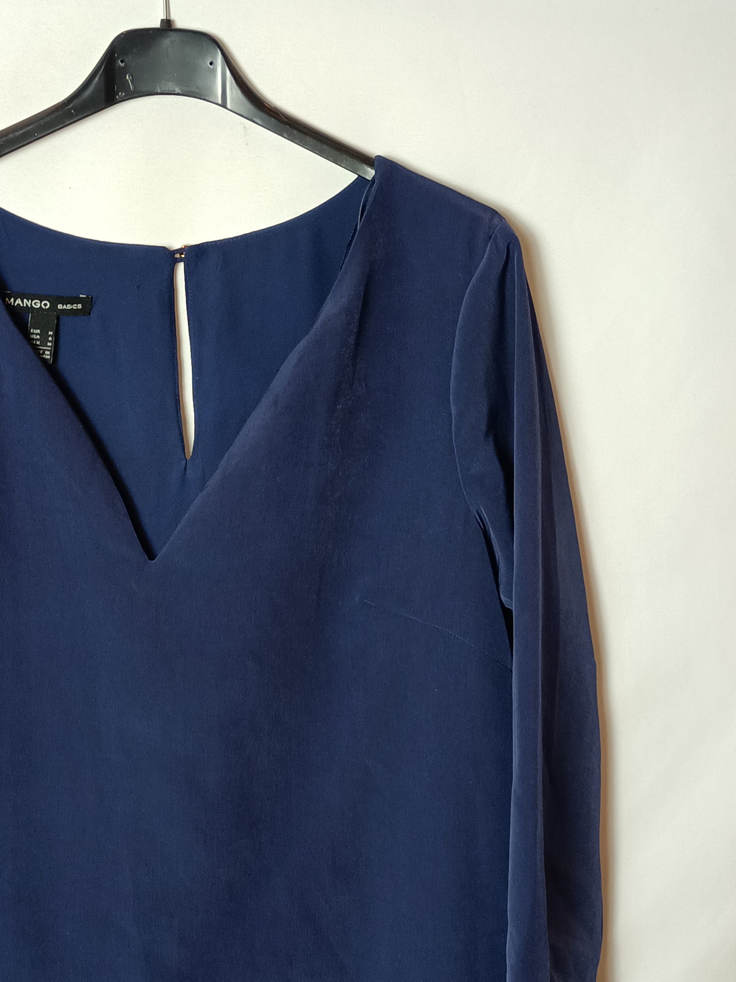 MANGO. Vestido azul recto T.m