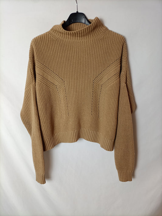 TOPSHOP. Camel perkins collar sweater T.38