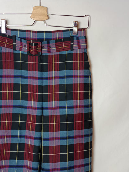 ZARA. Pantalón fluido cuadros T.xs