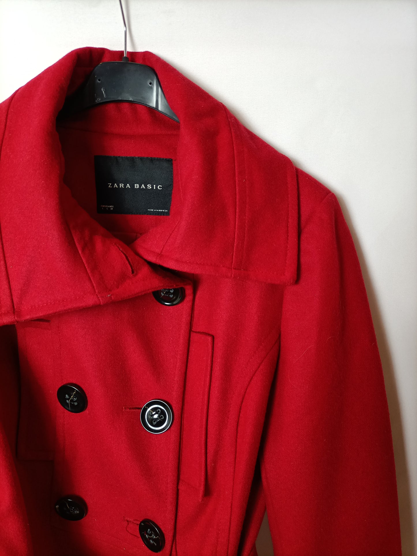ZARA. Abrigo rojo paño T.l