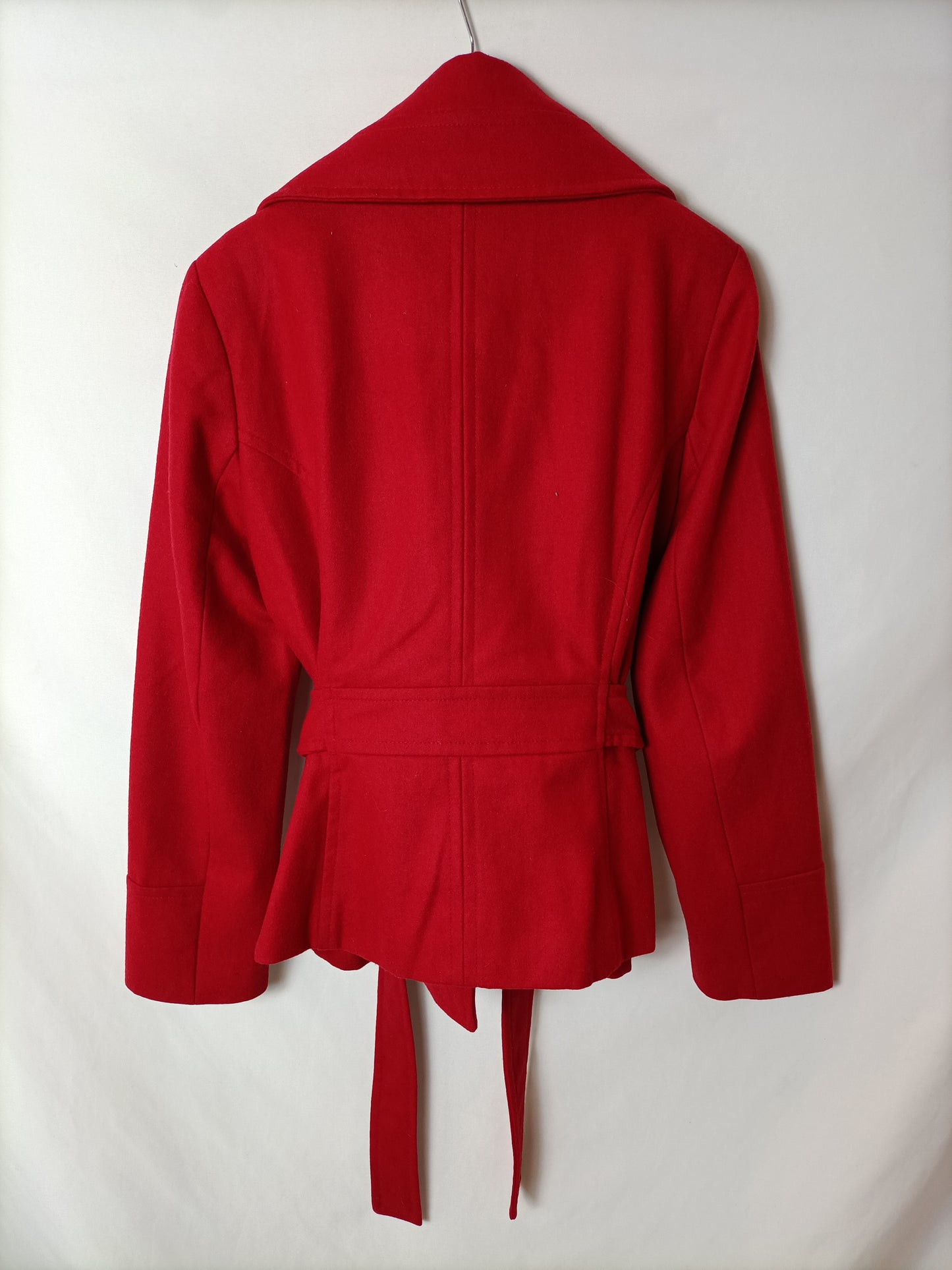 ZARA. Abrigo rojo paño T.l