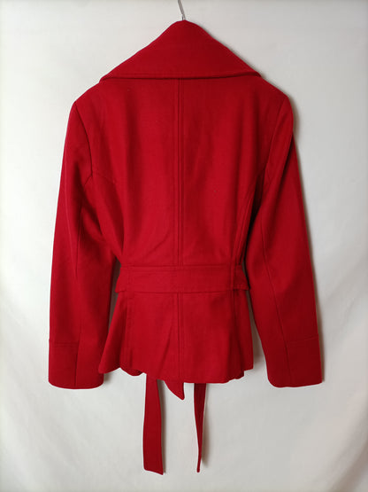 ZARA. Abrigo rojo paño T.l