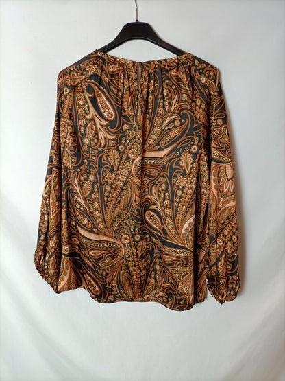 H&M x ROCHARD ALLAN. blusa marrón amebas T.36