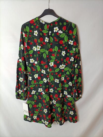 ZARA. Mono corto flores T.m