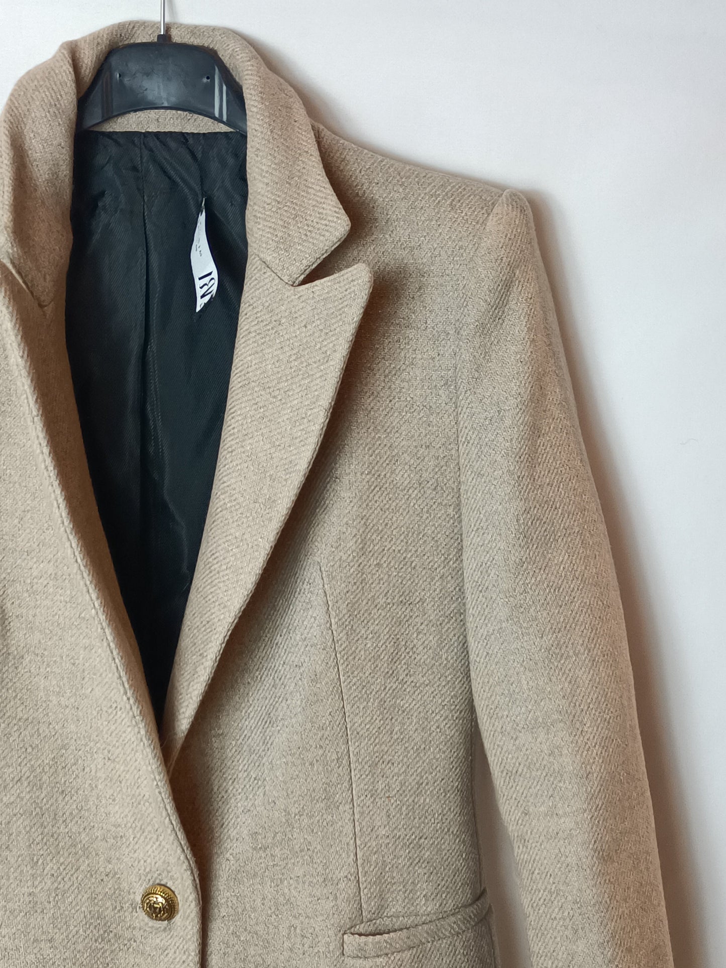 ZARA. Abrigo de paño beige T.s