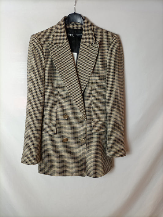 ZARA. Houndstooth Ts Coat