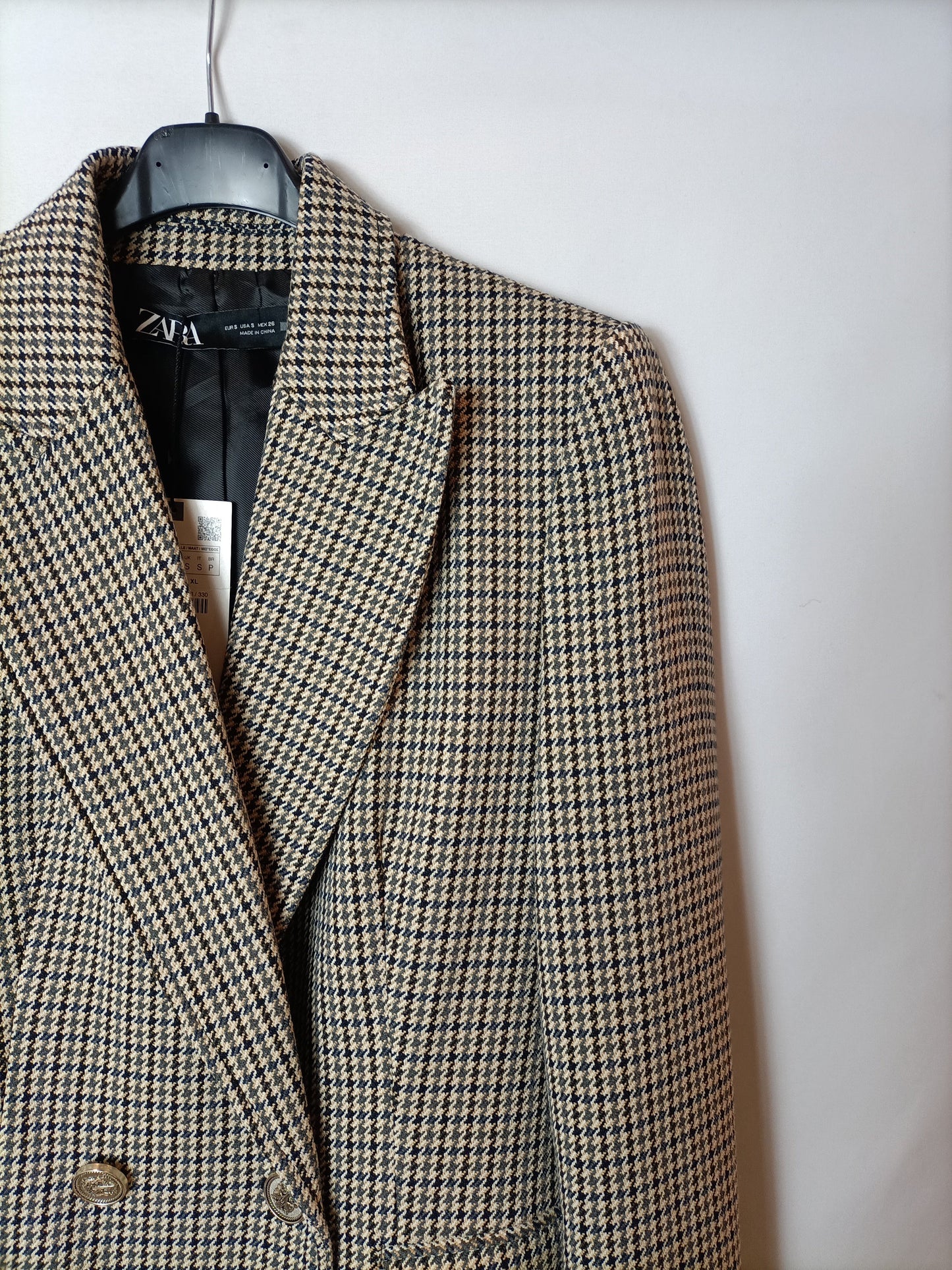 ZARA. Abrigo pata de gallo  T.s