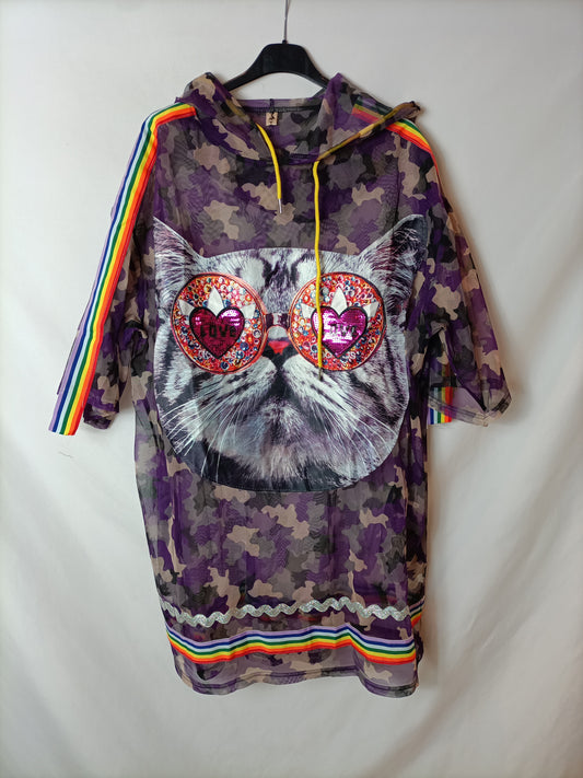 OTRAS. Top largo tull camuflaje T.m/l