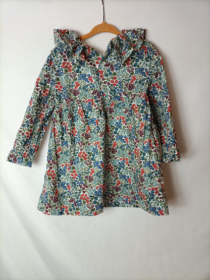 GOCCO. Vestido estampado flores. T 2-3 años