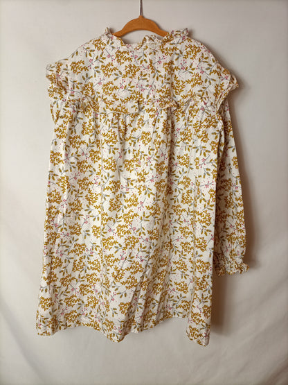 GOCCO. Vestido hojas mostaza. T. 7-8 años